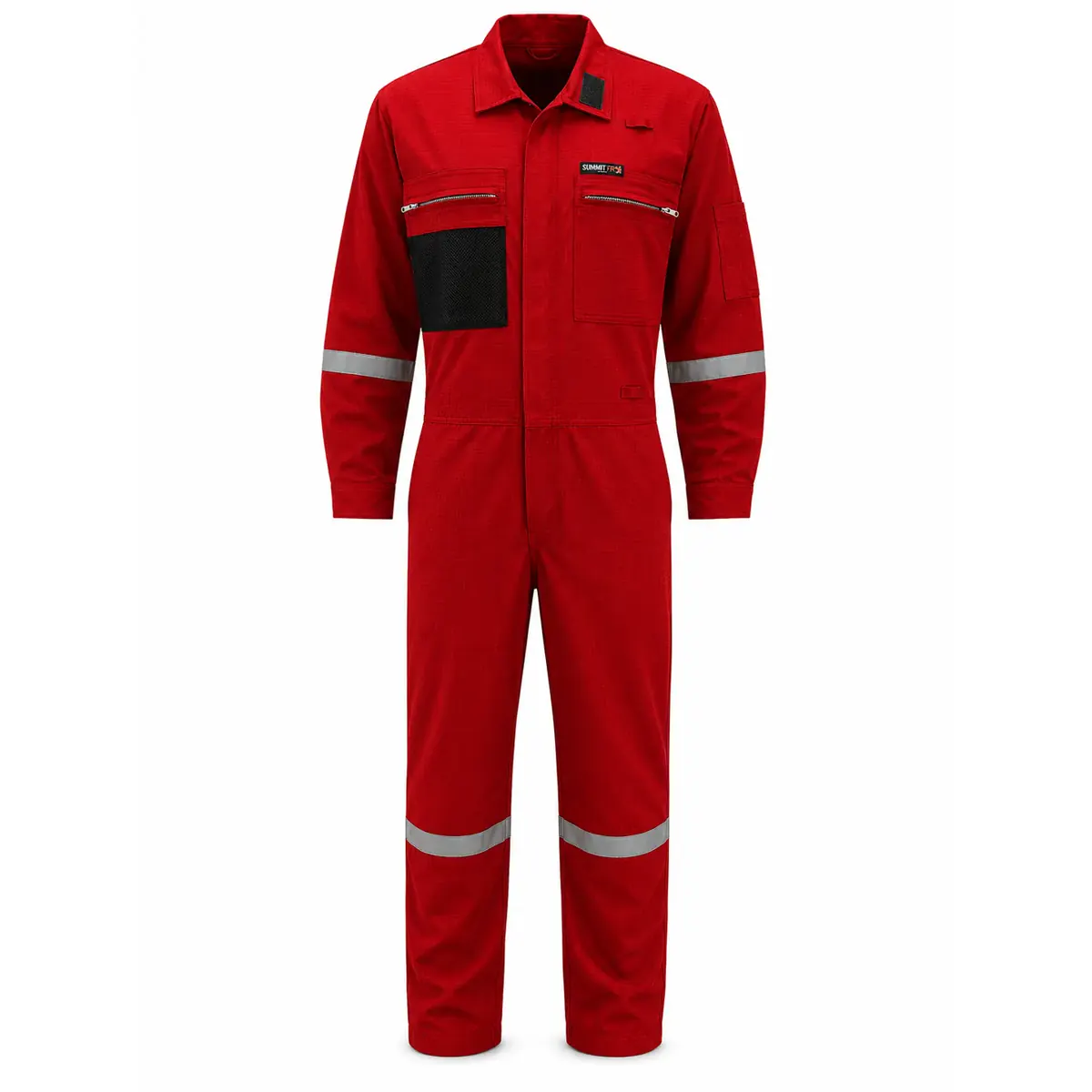 Summit Breeze® FR Triple Vented Coverall — Inherent Blend, 5.5 oz. Ripstop, Reflective Tape, Red