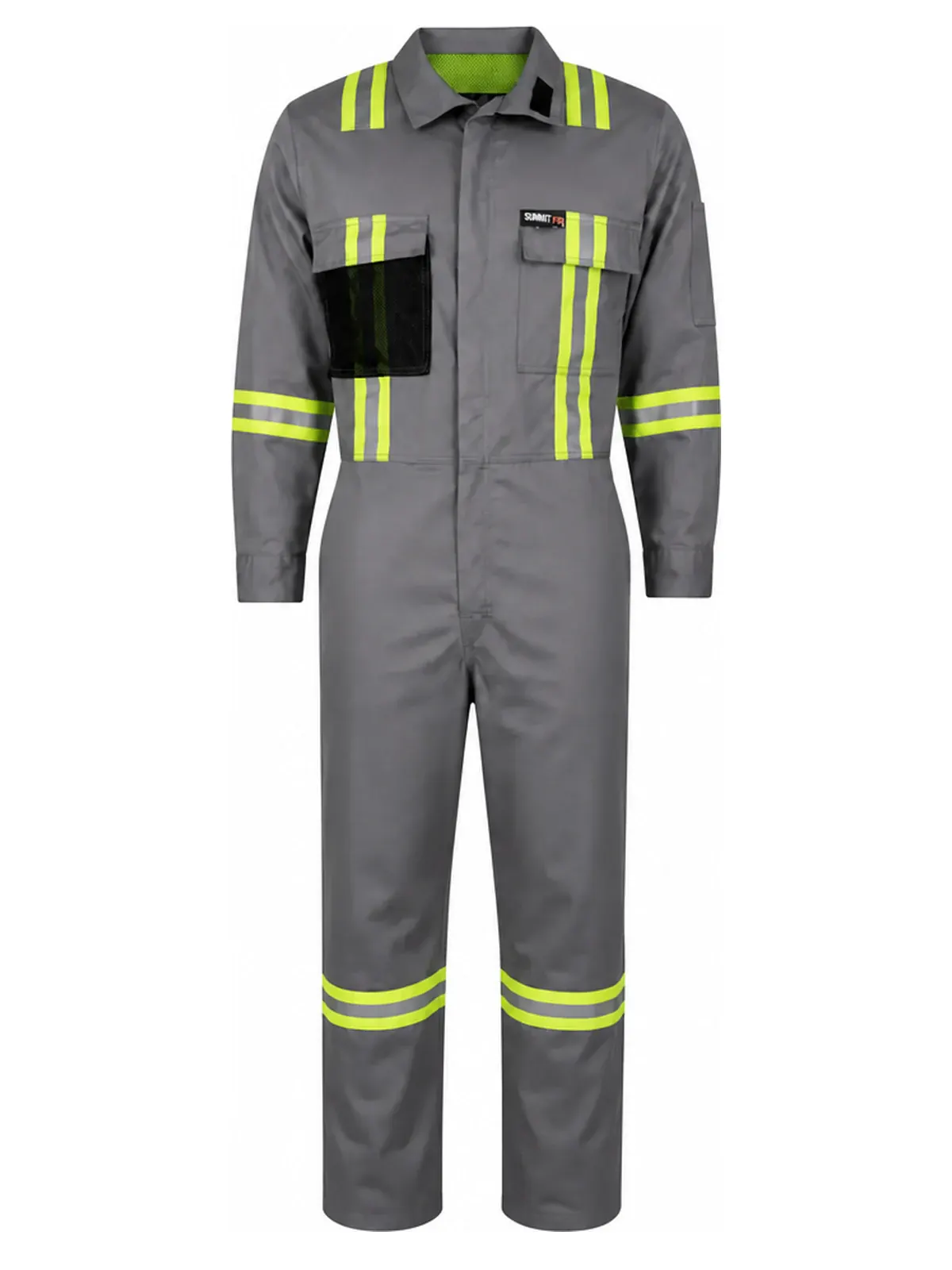 Summit Breeze® FR Cotton Triple Vented Coverall — 7 oz. 100% FR Cotton, Triple Trim Reflective Tape, Gray