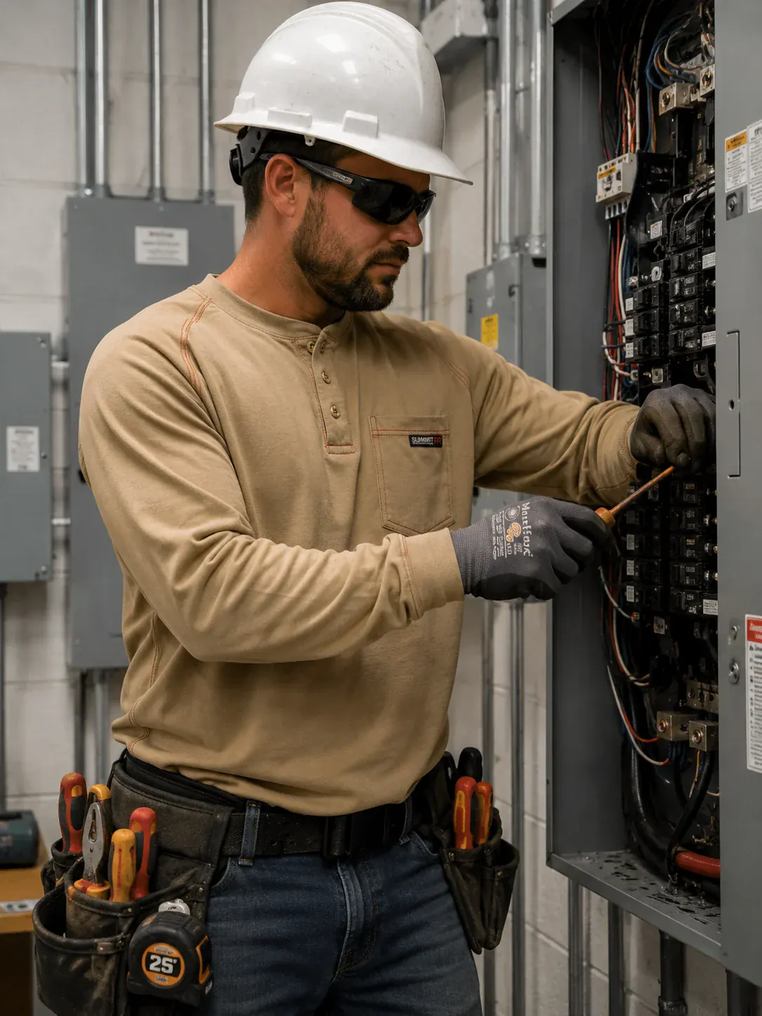 Summit Performance® FR Henley — Tan — Worn
