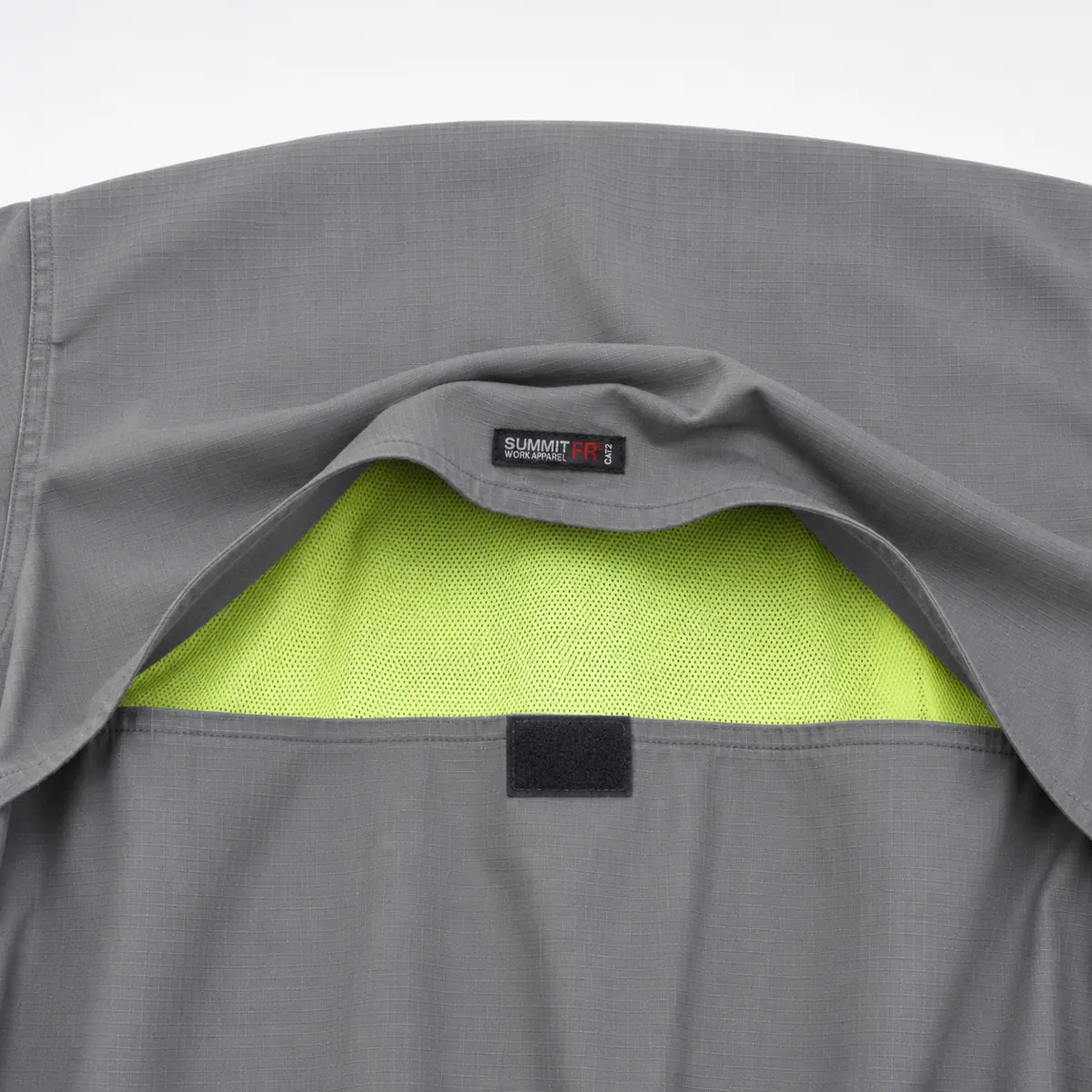 Summit Breeze® Inherent Blend Triple Vented FR Shirt — Gray — Rear mesh