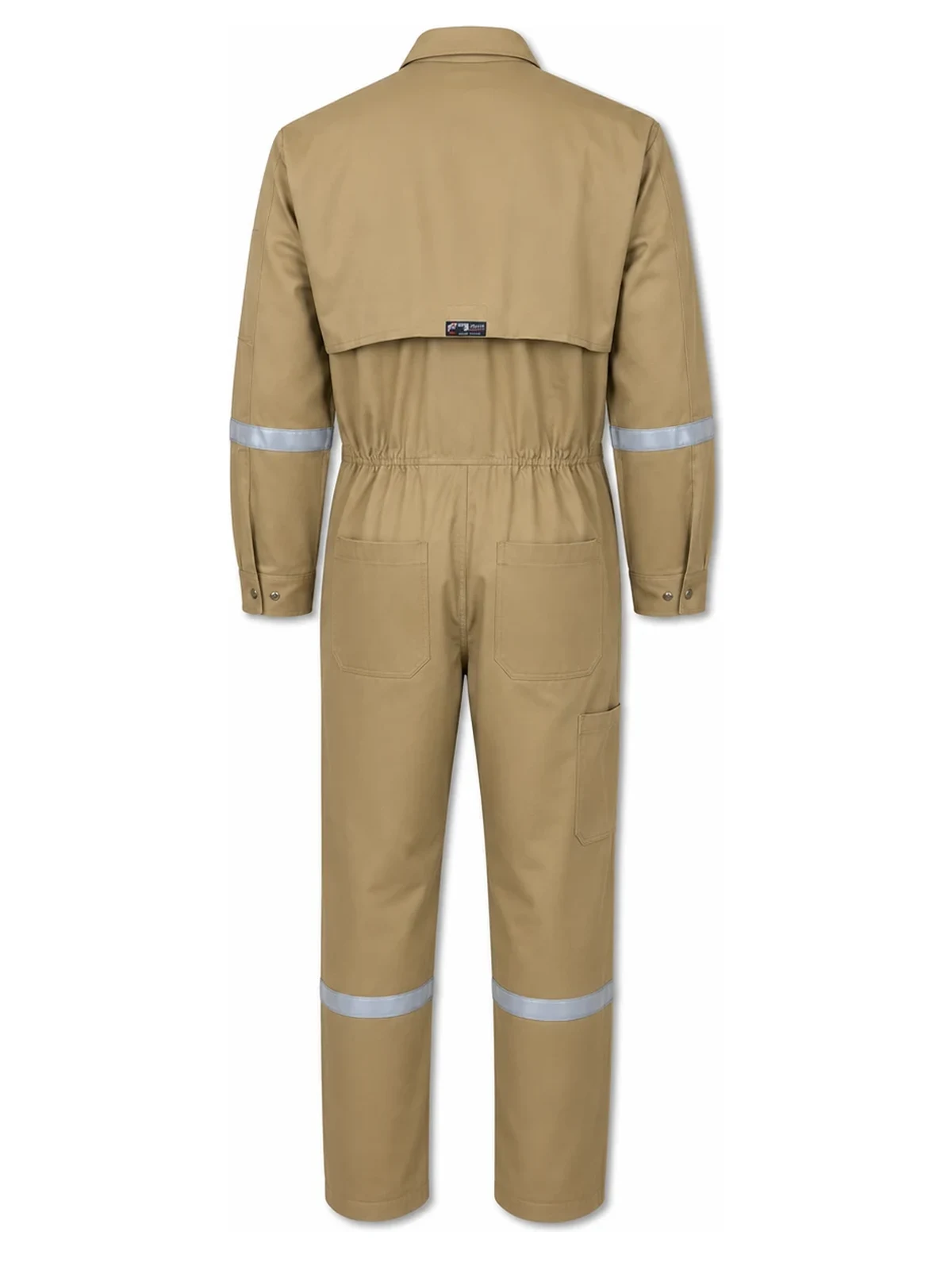 Summit Breeze® FR Vented Coverall — 7 oz. 100% FR Cotton, Silver Reflective Tape, Tan — Back
