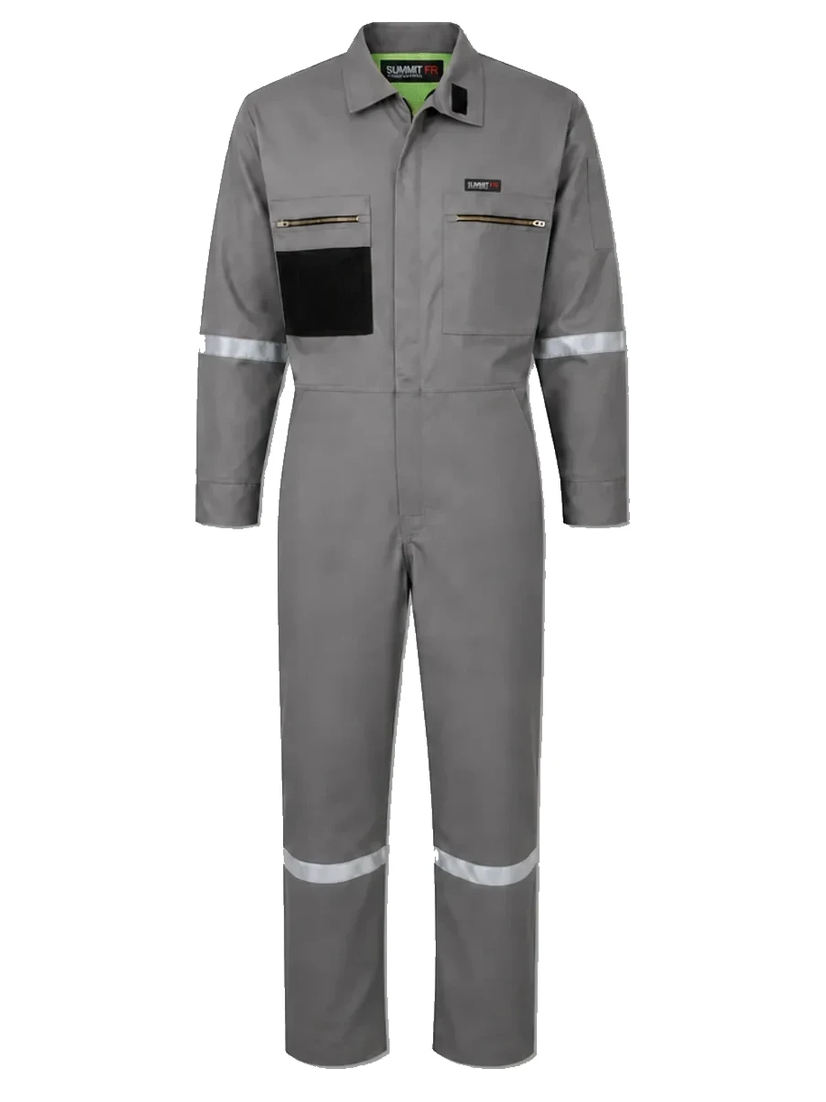 Summit Breeze® FR Triple Vented Coverall — 7 oz. 100% FR Cotton, Silver Reflective Tape, Grey