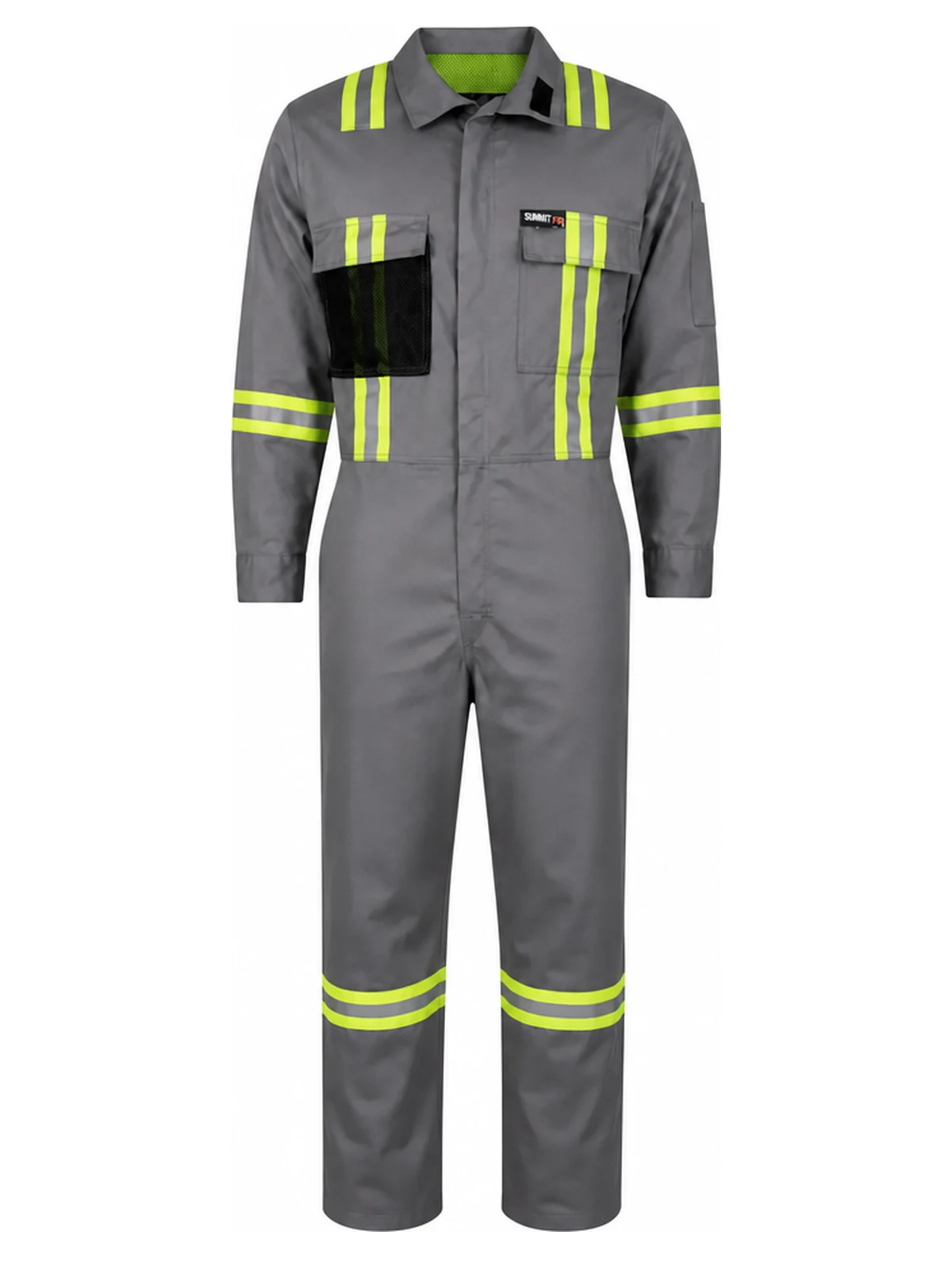 Summit Breeze® FR Cotton Triple Vented Coverall — 7 oz. 100% FR Cotton, Triple Trim Reflective Tape, Grey